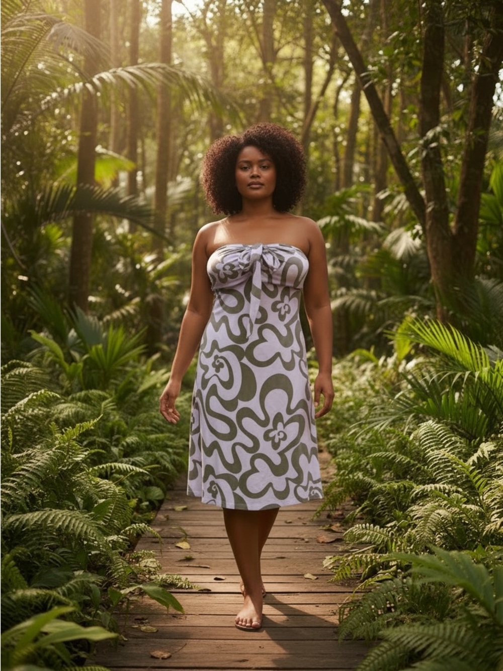 Tommy Bahama Brown & Lilac Printed Strapless Dress Size Large